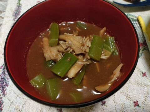 茎わかめときのこのお味噌汁 お弁当に汁物